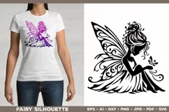 Flower Fairy Silhouette SVG. Floral Fairy. Spring Fairy SVG Product Image 1