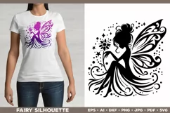 Flower Fairy Silhouette SVG. Floral Fairy. Spring Fairy SVG Product Image 2