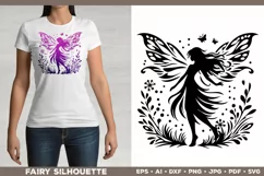 Flower Fairy Silhouette SVG. Floral Fairy. Spring Fairy SVG Product Image 2