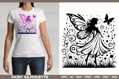 Flower Fairy Silhouette SVG. Floral Fairy. Spring Fairy SVG Product Image 2