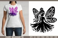 Flower Fairy Silhouette SVG. Floral Fairy. Spring Fairy SVG Product Image 5
