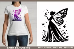 Flower Fairy Silhouette SVG. Floral Fairy. Spring Fairy SVG Product Image 1