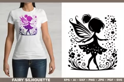Flower Fairy Silhouette SVG. Floral Fairy. Spring Fairy SVG Product Image 5
