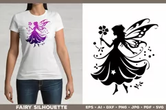 Flower Fairy Silhouette SVG. Floral Fairy. Spring Fairy SVG Product Image 6