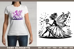 Flower Fairy Silhouette SVG. Floral Fairy. Spring Fairy SVG Product Image 3