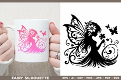 Flower Fairy Silhouette SVG. Floral Fairy. Spring Fairy SVG Product Image 3