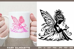 Flower Fairy Silhouette SVG. Floral Fairy. Spring Fairy SVG Product Image 3