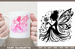 Flower Fairy Silhouette SVG. Floral Fairy. Spring Fairy SVG Product Image 3