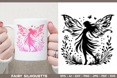 Flower Fairy Silhouette SVG. Floral Fairy. Spring Fairy SVG Product Image 3