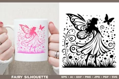 Flower Fairy Silhouette SVG. Floral Fairy. Spring Fairy SVG Product Image 3