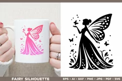 Flower Fairy Silhouette SVG. Floral Fairy. Spring Fairy SVG Product Image 3