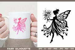 Flower Fairy Silhouette SVG. Floral Fairy. Spring Fairy SVG Product Image 1
