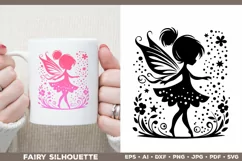 Flower Fairy Silhouette SVG. Floral Fairy. Spring Fairy SVG Product Image 1