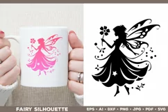 Flower Fairy Silhouette SVG. Floral Fairy. Spring Fairy SVG Product Image 1