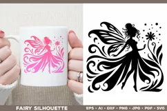 Flower Fairy Silhouette SVG. Floral Fairy. Spring Fairy SVG Product Image 12