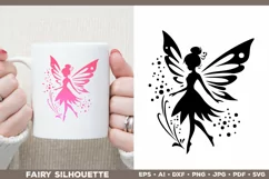Flower Fairy Silhouette SVG. Floral Fairy. Spring Fairy SVG Product Image 4