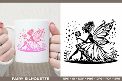 Flower Fairy Silhouette SVG. Floral Fairy. Spring Fairy SVG Product Image 4