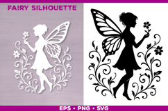 Flower Fairy Silhouette SVG Bundle. Floral Fairy Bundle SVG Product Image 3