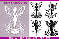 Flower Fairy Silhouette SVG. Floral Fairy. Spring Fairy SVG Product Image 1