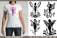 Flower Fairy Silhouette SVG. Floral Fairy. Spring Fairy SVG Product Image 2