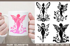 Flower Fairy Silhouette SVG. Floral Fairy. Spring Fairy SVG Product Image 3