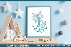 Flower Fairy Silhouette SVG. Floral Fairy. Spring Fairy SVG Product Image 4
