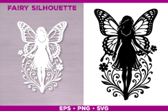 Flower Fairy Silhouette SVG. Floral Fairy. Spring Fairy SVG Product Image 1