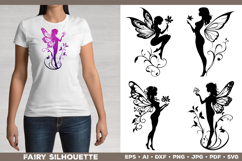 Flower Fairy Silhouette SVG. Floral Fairy. Spring Fairy SVG Product Image 2
