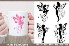 Flower Fairy Silhouette SVG. Floral Fairy. Spring Fairy SVG Product Image 3