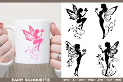 Flower Fairy Silhouette SVG. Floral Fairy. Spring Fairy SVG Product Image 3