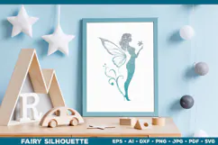Flower Fairy Silhouette SVG. Floral Fairy. Spring Fairy SVG Product Image 4