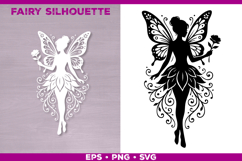 Flower Fairy Silhouette SVG. Floral Fairy. Spring Fairy SVG Product Image 1