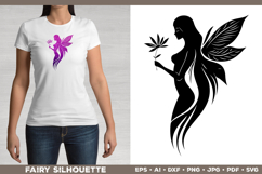Flower Fairy Silhouette SVG. Floral Fairy. Spring Fairy SVG Product Image 2