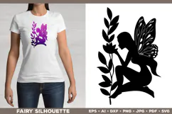 Flower Fairy Silhouette SVG. Floral Fairy. Spring Fairy SVG Product Image 2