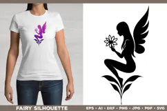 Flower Fairy Silhouette SVG. Floral Fairy. Spring Fairy SVG Product Image 2