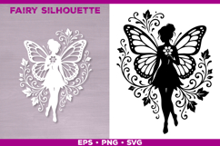 Flower Fairy Silhouette SVG. Floral Fairy. Spring Fairy SVG Product Image 1