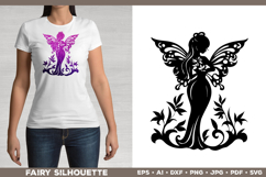 Flower Fairy Silhouette SVG. Floral Fairy. Spring Fairy SVG Product Image 2