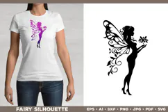 Flower Fairy Silhouette SVG. Floral Fairy. Spring Fairy SVG Product Image 2
