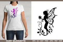 Flower Fairy Silhouette SVG. Floral Fairy. Spring Fairy SVG Product Image 1