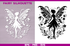 Flower Fairy Silhouette SVG. Floral Fairy. Spring Fairy SVG Product Image 1