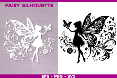 Flower Fairy Silhouette SVG. Floral Fairy. Spring Fairy SVG Product Image 1