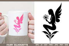 Flower Fairy Silhouette SVG. Floral Fairy. Spring Fairy SVG Product Image 3