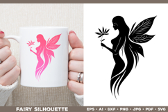 Flower Fairy Silhouette SVG. Floral Fairy. Spring Fairy SVG Product Image 3
