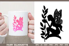 Flower Fairy Silhouette SVG. Floral Fairy. Spring Fairy SVG Product Image 3