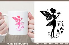 Flower Fairy Silhouette SVG. Floral Fairy. Spring Fairy SVG Product Image 3