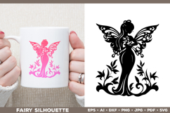Flower Fairy Silhouette SVG. Floral Fairy. Spring Fairy SVG Product Image 3