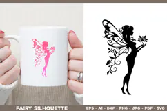 Flower Fairy Silhouette SVG. Floral Fairy. Spring Fairy SVG Product Image 3