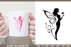 Flower Fairy Silhouette SVG. Floral Fairy. Spring Fairy SVG Product Image 3