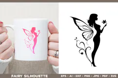 Flower Fairy Silhouette SVG. Floral Fairy. Spring Fairy SVG Product Image 3