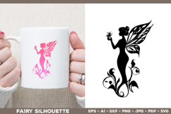 Flower Fairy Silhouette SVG. Floral Fairy. Spring Fairy SVG Product Image 3